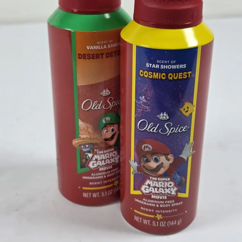 2PK Old Spice Super Mario Galaxy Cosmic Quest Deodorant Spray 5.1oz EACH New